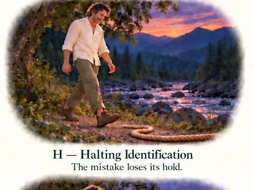 If You Are Already Whole, Why Practise? H — Halting Identification: The mistake loses its hold. The man walks calmly past the unchanged rope.